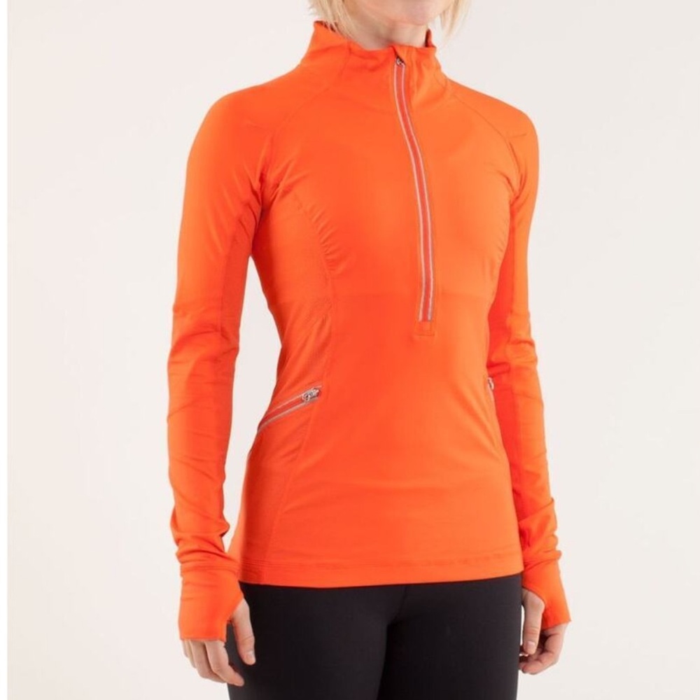 Lululemon Athletica Vibrant Orange 1/2 Zip Pullover reflective